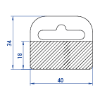 Hang tab - euro hole - 40x35mm - standard adhesive - Batch: 1000_