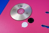 CD disc round adhesive dot - plastic - ø35mm - white_