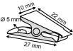 Clip en métal avec un trou de suspension  - dim.10x27mm - øperf.5mm_