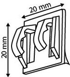 Clip adhésif en plastique  - dim.20x20mm - blanc_