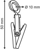 Clip avec pince en plastique  - hauteur 50mm - øattache 10mm - transparent_