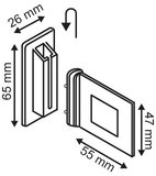 Plastic support fixing - size 47x55mm - size Support 26x65mm - 90 ° angle - white_