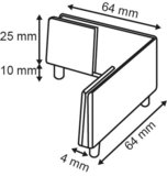 Pied de support pour display  - hauteur pied 10mm - angle 90° - blanc_