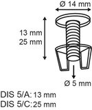 Reusable assembly rivet with wing nut - ø5mm - tube length 13mm - plastic - transparent_