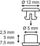 Permanent press stud - ø9mm - tube length 5mm - pp - white_