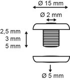 Permanent press stud with perforation ø2mm - ø5mm - tube length 5mm - plastic - white_