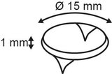 Double-sided round patch - ø15mm - thickness 1mm - removable adhesive - transparent_