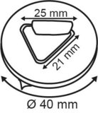 Crochet adhésif en plastique avec un crochet triangle en métal - Ø40mm_