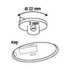 Repositionable adhesive round hook for labeling - ø22mm - øperf.3mm_