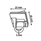 Crochet de plafond adhésif carré avec un crochet  - dim.25x25mm - capacité 8mm_
