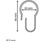 Hook for metal tube - ø35mm - height 66mm_