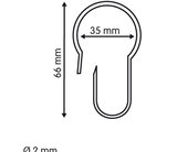 Crochet pour tube en métal  - ø35mm - hauteur 66mm_