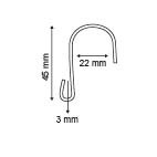 Asymmetric metal hook - hooght 45mm - capaciteit a 22mm - capaciteit b 3mm_