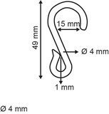 S hook - Plastic - height 49mm - capacity a 15mm - capacity b 1mm_
