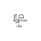 Asymmetrical metal hook S - height 39mm - capacity a 18mm - capacity b 1mm_