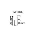 Metal hook S - height 26mm - capacity 8mm - thickness 2.1mm_