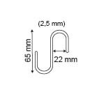 Metal hook S - height 65mm - capacity 22mm - thickness 2.5mm_