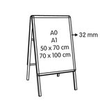 Chevalet recto/verso, profilés clippants et coins arrondis  - aluminium - standard - size 700x100mm - hauteur profiles32mm_