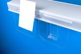 End of series - adhesive brochure dispenser with round corners and 2 hanging holes - flexible pvc - a5 landscape format_