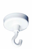 Round magnet hook - steel with metal hook - 8kg-32mm - white_