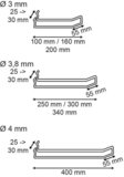 Dubbele haak in metaal voor perfowand - Tussenafstand: 25 tot 30 mm - 300 mm_