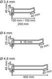 Double metal spindle - metal - length 100mm - center distance 45mm_