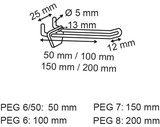 Dubbele haak in pvc voor perfowand 100mm_