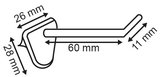 Enkel haak in Kunststof met tape - Kunststof - lengte 60mm - support 28x26mm - wit_