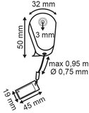 Diefstalbeveilinging met metaalkabel - Uiteinde met plaatje: 19x45mm_