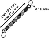 Extensible plastic safety cable - ends 2 metal rings_