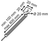 Extensible plastic safety cable - ends 1 adhesive hooks / 1 metal ring_