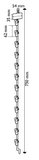 Hangstrip rod with label holder and hanging hook - metal - 12 positions - dim 750mm_