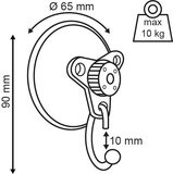 Super sterk zuiggnap met zwarte haak - ø 65mm - Transparant_