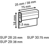 Grippeur facing base J adhésive  - pvc - dim.18x25x18mm - capacité 1,5mm - transparent_