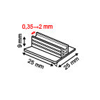 Grippeur base "T" adhésive  - pvc - dim.25x25x9mm - min.0,35mm max.2mm - transparent_