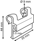 Grippeur base "T" adhésive  - pvc - øtube 9mm - 35x44mm_