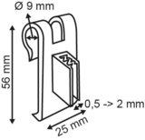 Grippeur perpendiculaire panier  - pvc - dim.50x25mm - øtube 9mm - transparent_