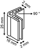 Gripperhoek - 90°- Lengte: 25mm_