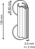 Double Zuignap grip flag - grip 100mm - diam. 42mm - Dikte van 1 tot 2mm_