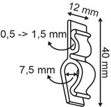 Double clip label holder - size 12x40mm_