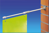 Aluminum banner hanger for telescopic perforated bottom_