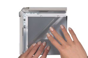 Anti-reflective plastic protection for clipping frame - size a1