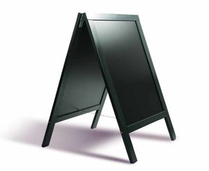 Houten stoepbord - 2 krijtpanelen - 73,5x97x133cm - Zwart