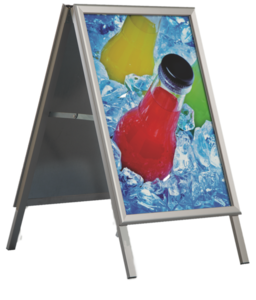 Easel recto / verso, clipping profiles and rounded corners - aluminum - standard - size 700x100mm - profiles height 32mm