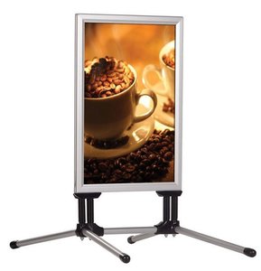 Clip-on easel with spring base, square corners - aluminum - waterproof - size 700x1000mm - profiles height 32mm