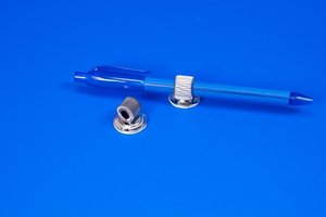 Adhesive spring pen holder - metal - ø20mm - height 15mm - minoir capacity 6mm max. 14mm