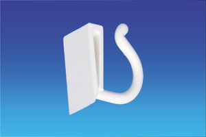 Plastic shelf clip with hook - fixing 60x18x13mm - hook capacity 28mm - white