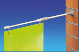 Aluminum banner hanger for telescopic perforated bottom