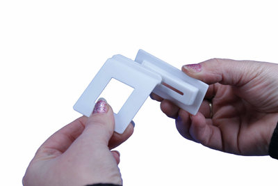 Plastic support fixing - size 47x55mm - size Support 26x65mm - 90 ° angle - white