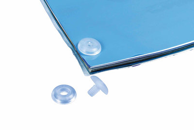 Permanent pressure button with perforation - 2mm - 5mm - tube length 2.5mm - plastic - transparent